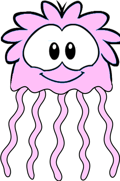 Jellyfish Puffle - Club Penguin Brown Puffle (389x650)