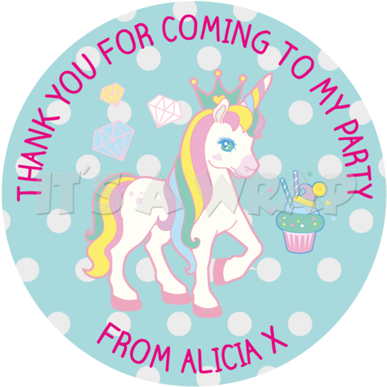 Unicorn Rainbow Sweet Cone Stickers - Cartoon (580x580)