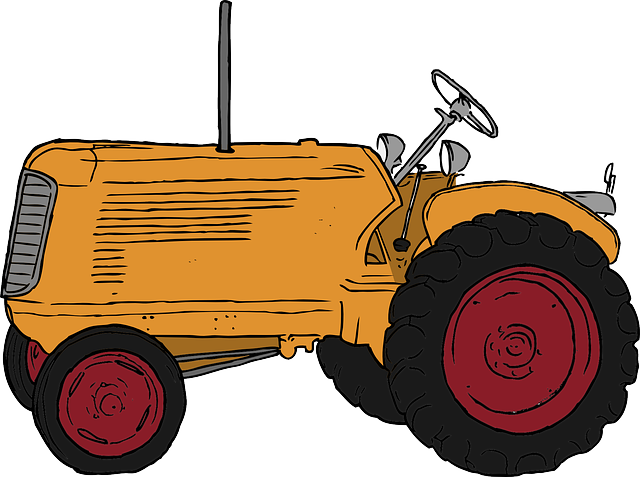 Red, Old, Outline, Cartoon, Farm, Transportation, Free - Old Tractor Cartoon (640x477)