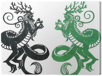 2012年辰年年賀状用イラスト素材（切り絵龍対） Canvas Print • Pixers® • We - 辰 年 イラスト (400x400)