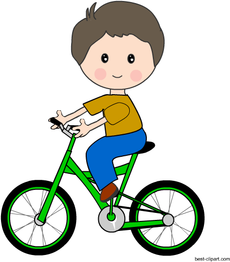 Kid Riding A Green Bicycle Free Clip Art - Clip Art (550x550)
