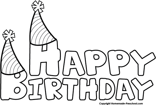 Birthday Trees Cliparts - Birthday Clipart Black And White Transparent (523x352)