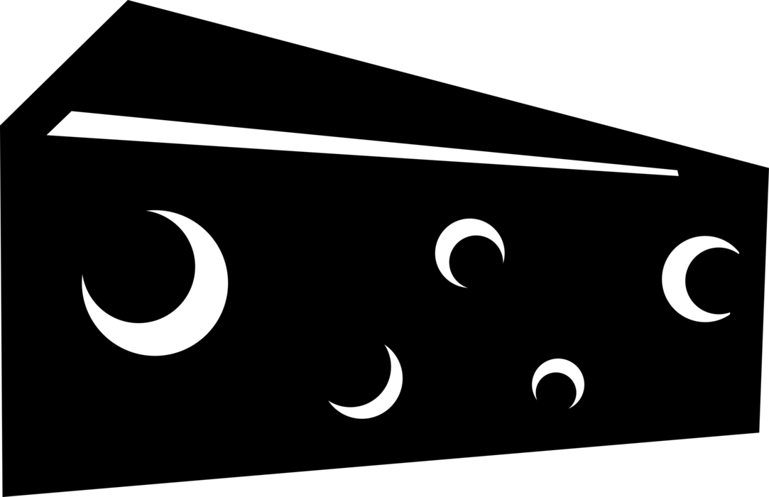 Vector Illustration Of Dairy Swiss Cheese - Crescent (1083x700)
