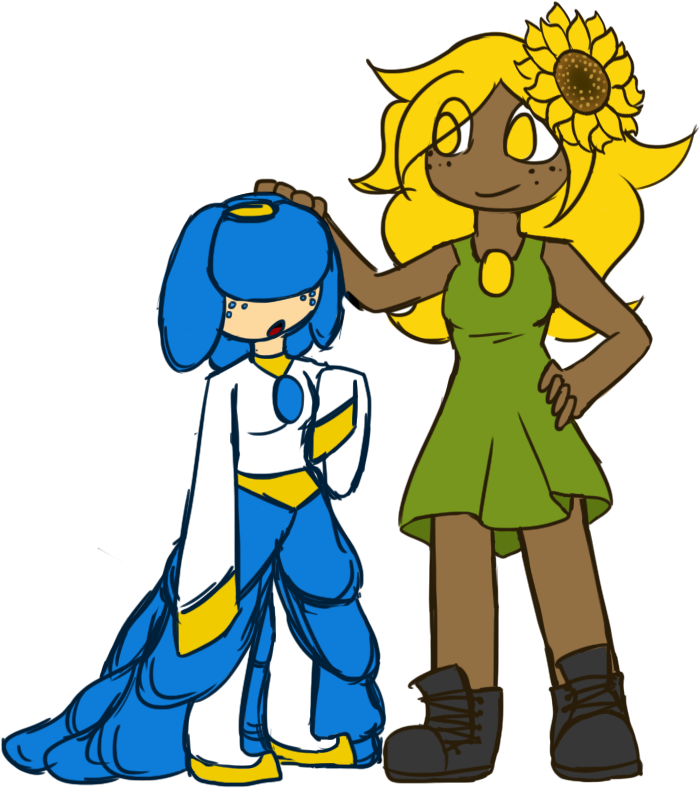 Forget Me Not And Sunflower By Remmis-applemaster - Cartoon (804x853)