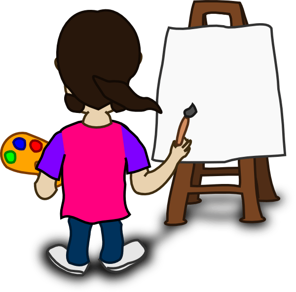 Blank Slate Clipart 2 By Sandra - Cartoon People Doing Art (600x592)