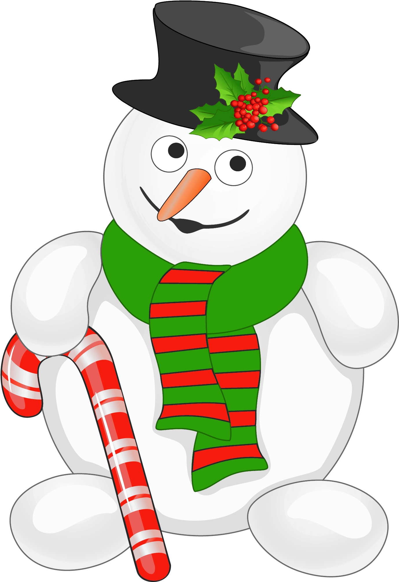 Cute Christmas Snowman Clipart - Snowman With Candy Cane (1424x2028)