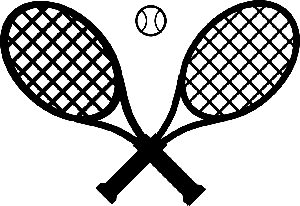 Tennis Clipart Squash Sport - Black And White Tennis Racket (960x658)