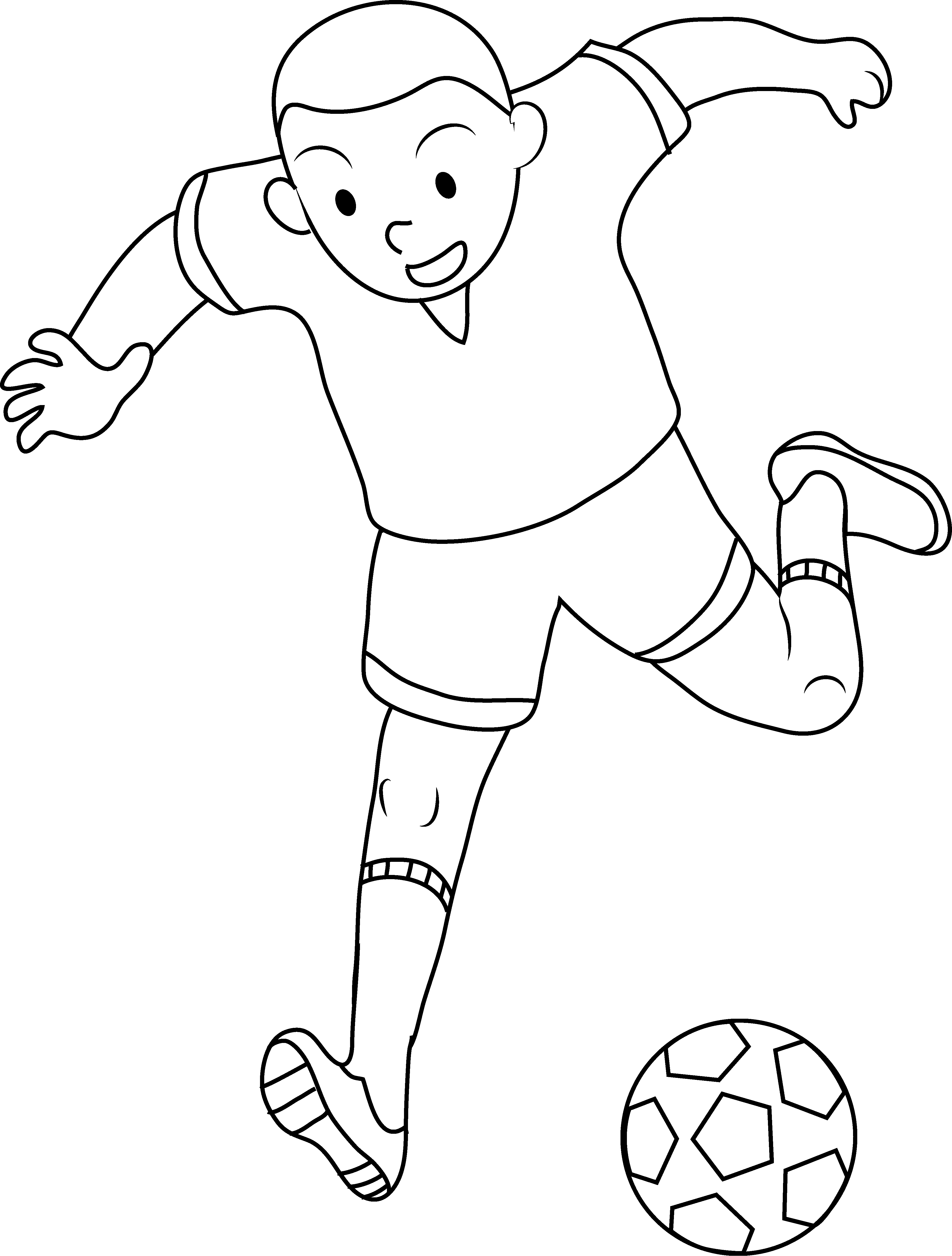 Coloring Page Of Boy Playing - Illustration (3848x5076)