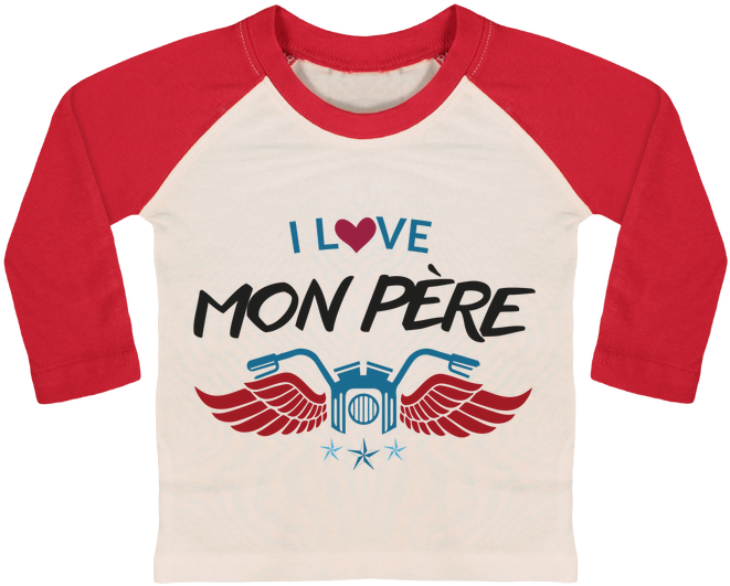 T-shirt Bébé Baseball Manches Longues Love Papa Par - T-shirt (690x850)