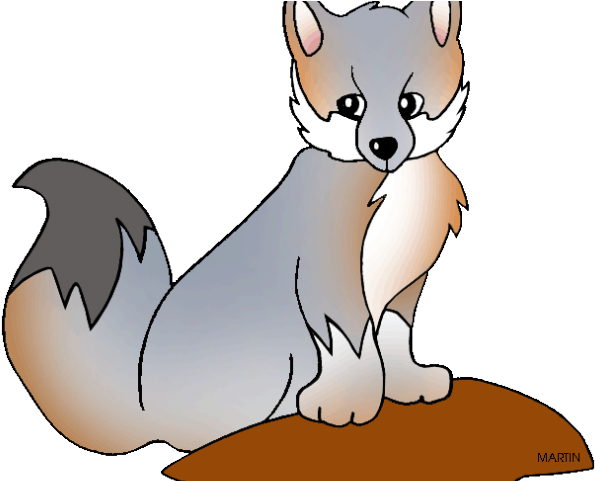 Fox Clipart Grey Fox - Cartoon (640x480)