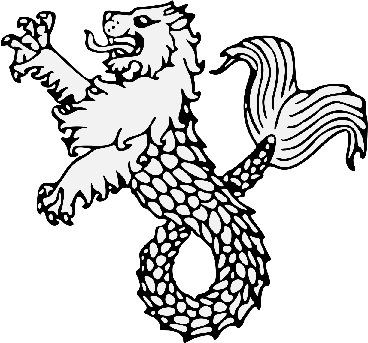 Sea Lion Heraldry Art - Lion Wings Heraldic (1238x1146)