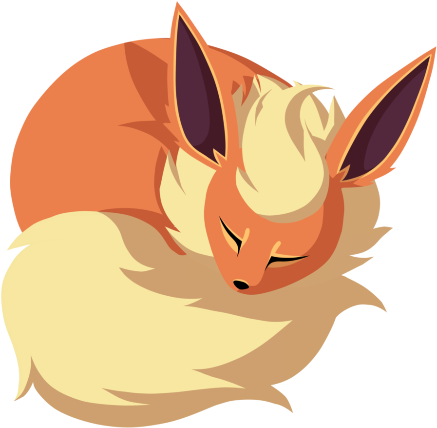 Sleeping Flareon By Wingedwolf94 - Flareon Sleeping Png (902x886)