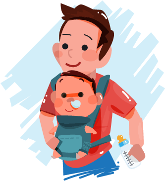 Dad And Child With Cold Illustration - Father (341x376)