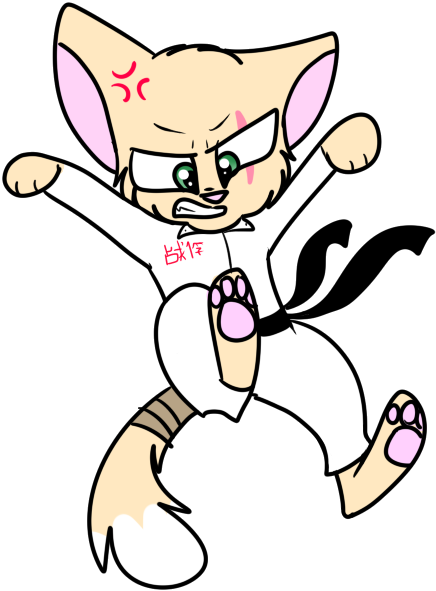 Karate Cat By Roseywingedcat On Deviantart Rh Roseywingedcat - Cartoon (573x642)