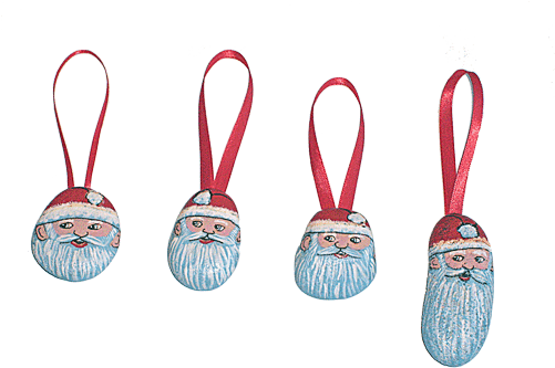Santa Face Painted Rocks Transformed Into Ornaments - Rock (500x375)