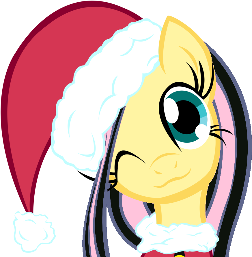 Christmas, Christmas Ponies, Emoshy, Fluttershy, Hat, - Pony Friendship Is Magic Christmas (900x900)