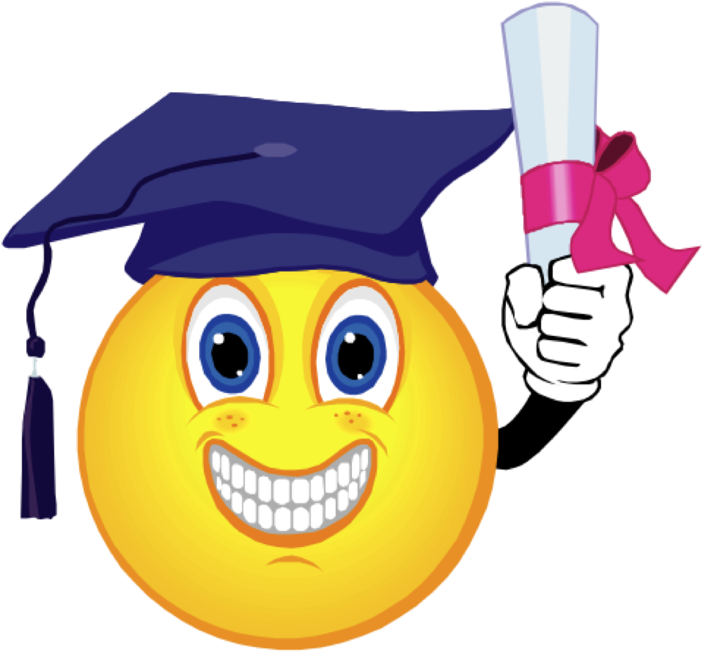 Graduation Ceremony Smiley Emoticon Clip Art - Smiley Face With Graduation Cap (1006x933)