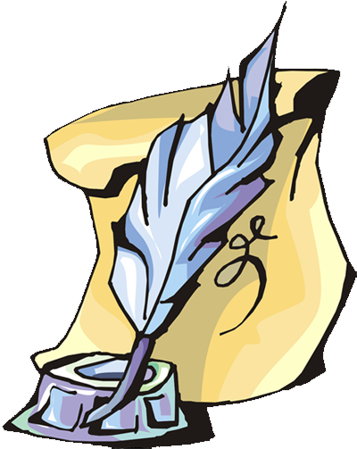 Paper Quill Pen Clip Art - Feather Pen And Ink (512x512)