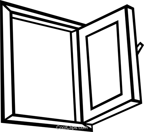 Open Window Royalty Free Vector Clip Art Illustration - Line Art (480x439)