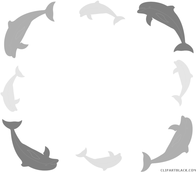 Cute Dolphin Animal Free Black White Clipart Images - Black Dolphin (700x616)