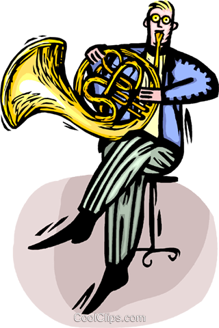 French Horn Player Royalty Free Vector Clip Art Illustration - French Horn Player Cartoon Png (320x480)