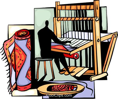 Person Making A Carpet On A Loom Royalty Free Vector - Carpet Making Clipart (480x406)