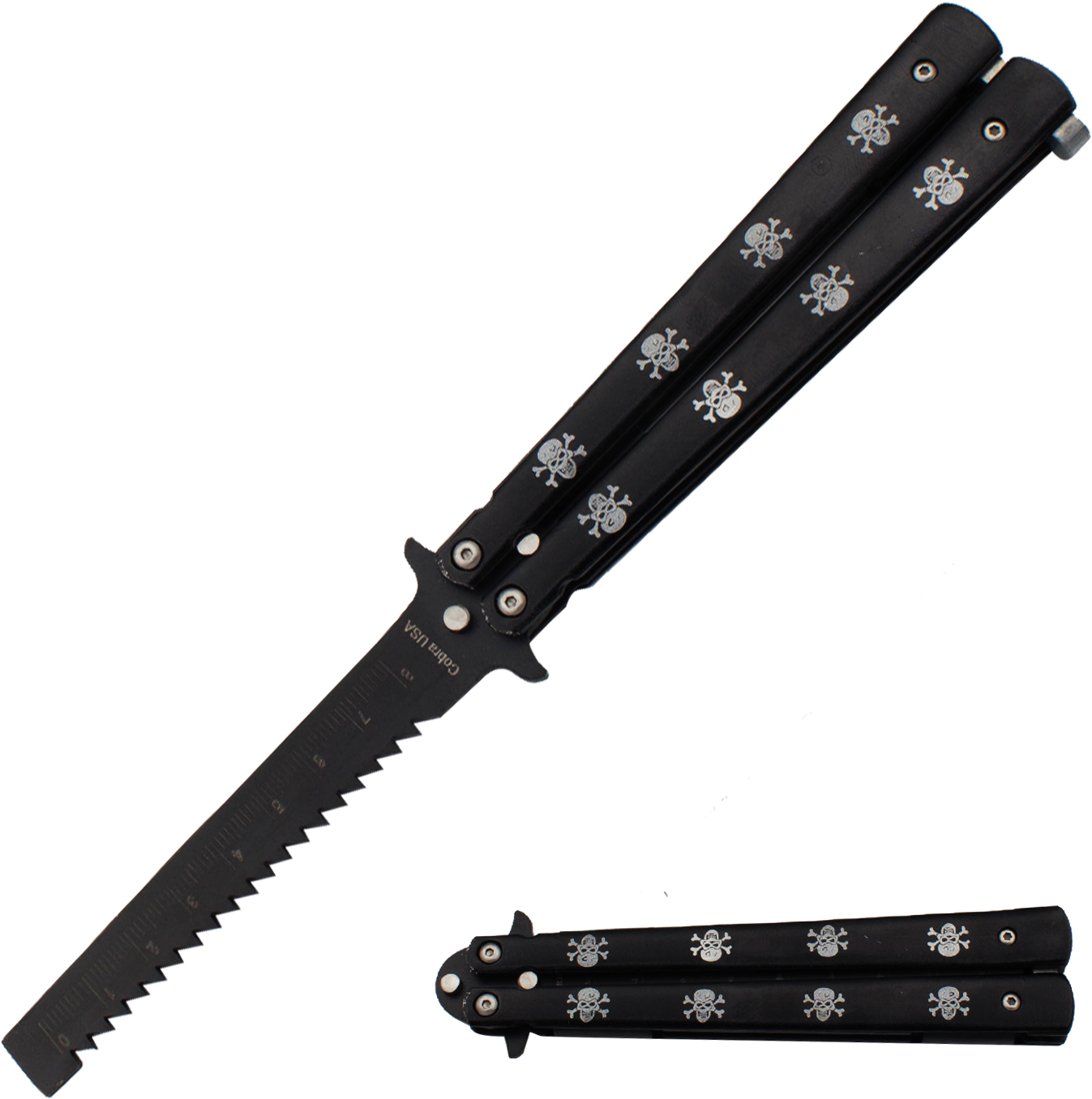 Surgical Steel Black Skull Butterfly Tiger Trainer - Steel (1500x1500)