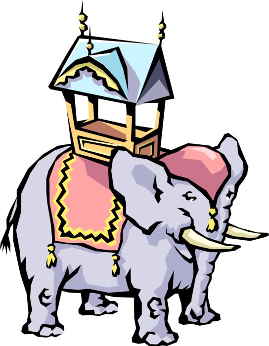 Vector Illustration Of Asian Elephant Carries Howdah - Indian Elephant (544x700)