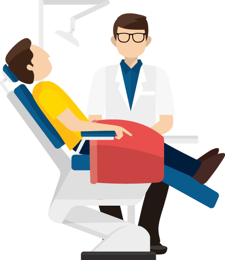 Teeth Checkup - Doctor Patient Vector Png (458x531)