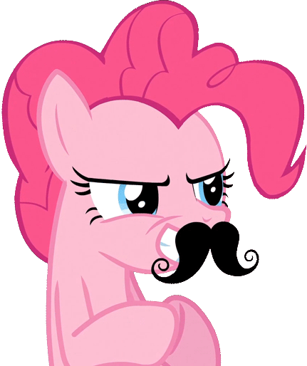 Pie Clipart Gif Transparent - Pinkie Pie Mustache Gif (431x514)