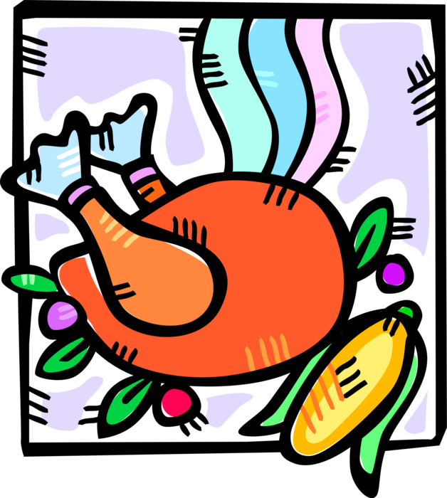 Vector Illustration Of American Thanksgiving Day Roast - Ear (628x700)
