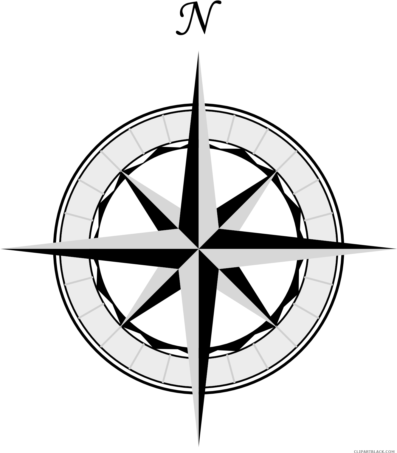 Grayscale Compass Tools Free Black White Clipart Images - Map Compass Icon Png (1331x1558)