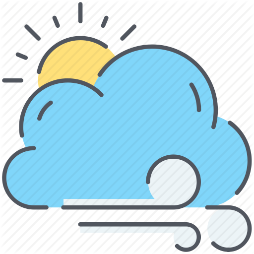 Icon Sun Rain Cloud Wind Waves Stock Vector Hd - Sun And Breeze Clipart (512x512)