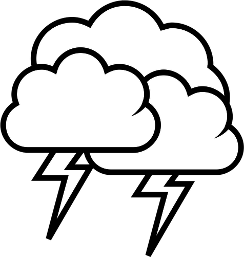 Black And White Weather Forecast Icon For Thunder Vector - Clip Art Black And White Thunder (476x500)