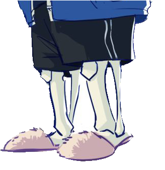 Frisk Happily Ate Their Fish But When They Noticed - Sans The Skeleton Legs (373x350)