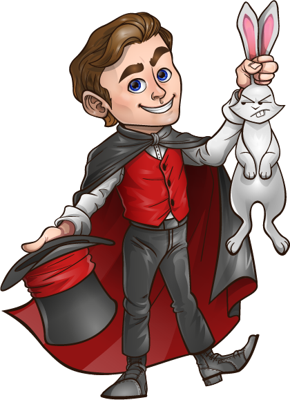 Magic Clipart Cartoon Person - Magician With Rabbit Clipart (420x579)
