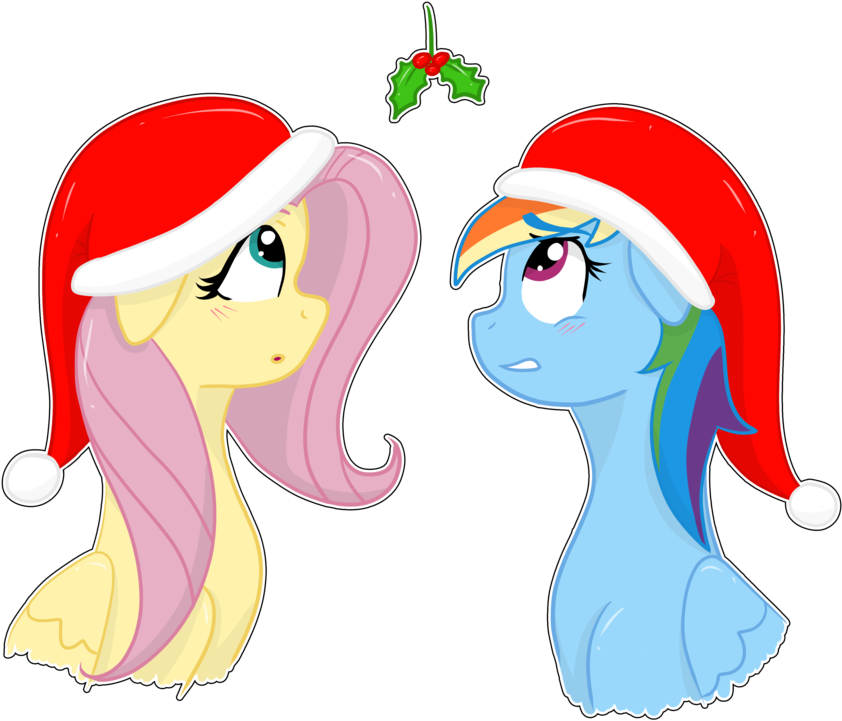 Missitofu, Christmas, Flutterdash, Fluttershy, Holly, - Fluttershy And Rainbow Dash Christmas (900x770)