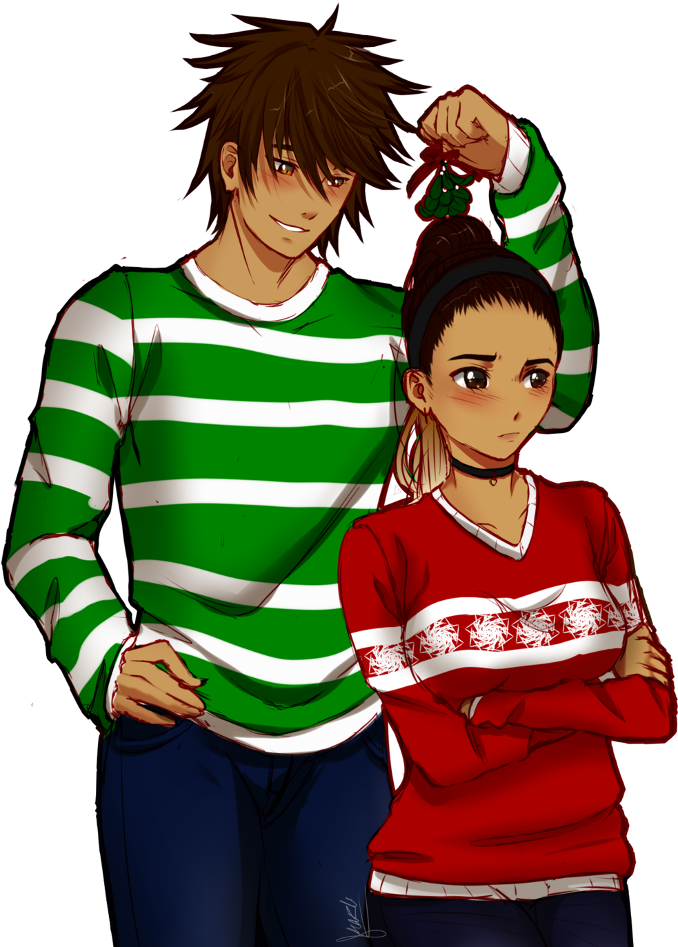 Under The Mistletoe [ Speedpaint] By Fwazie - Cartoon (1024x1431)