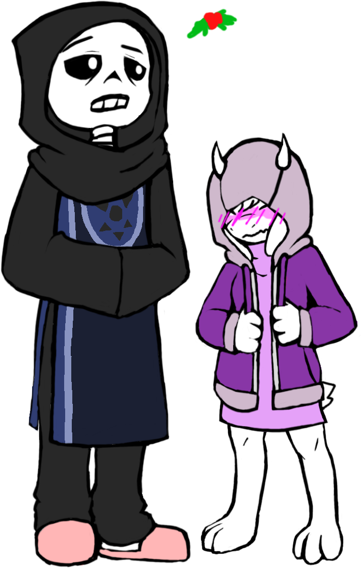 Altertale Sans And Toriel Under A Mistletoe Because - Altertale Sans X Toriel (832x1175)