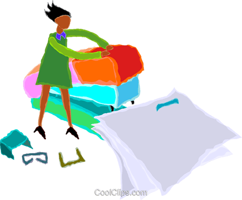 Woman Stapling Papers Together Royalty Free Vector - Illustration (480x396)