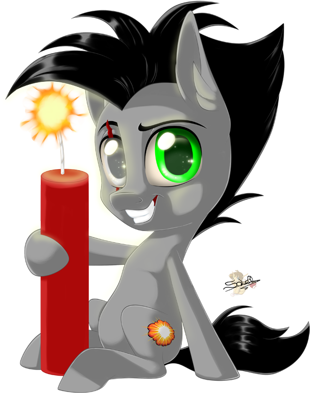 Unisoleil, Chibi, Dynamite, Earth Pony, Explosives, - Cartoon (651x800)