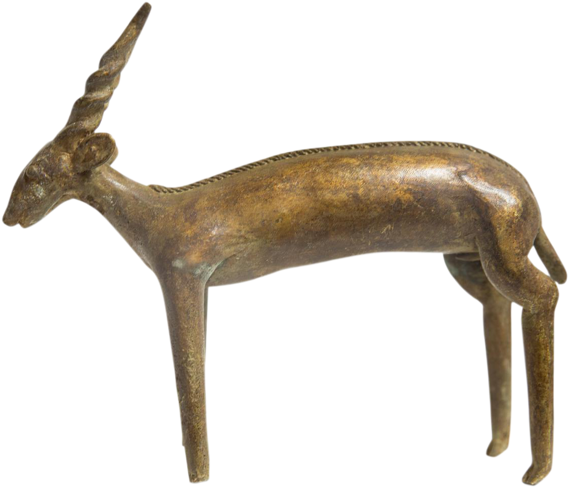 Large Spiral Horned Antelope Imperfect Vintage African - Bronze Sculpture (1600x1067)