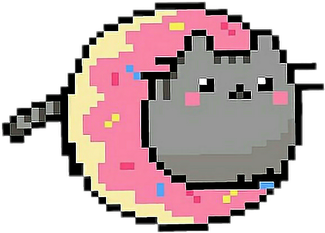 Donut Pixel Pixelart Cat Pusheencat Kawaii Tumblr - Nyan Cat Donut (668x480)