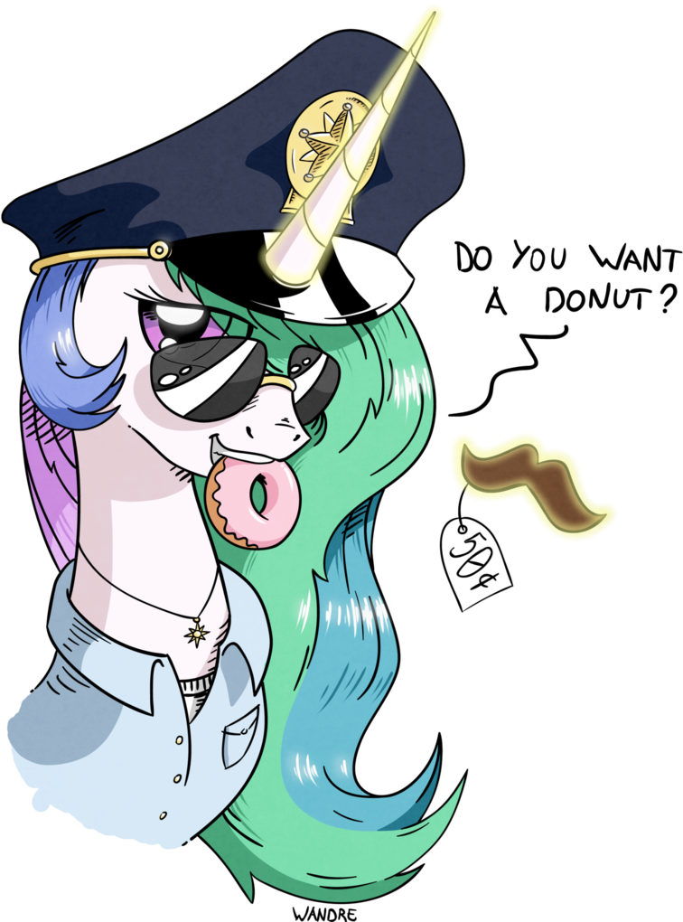 Want A Donut By Wandrevieira1994 - Discord And Celestia Cops (784x1019)