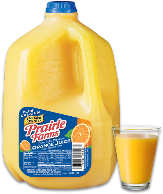 Orange Juice With Calcium - Prairie Farms Orange Juice With Calcium (800x796)