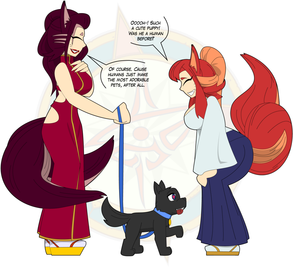 Kitsune Flirting - Adorable Cute Dragon Drawings (1024x939)