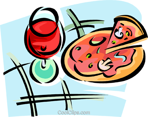 Vaso De Vino Tinto Y Una Pizza Libres De Derechos Ilustraciones - Vaso De Vino Tinto Y Una Pizza Libres De Derechos Ilustraciones (480x382)