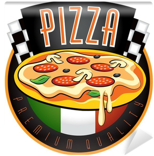 Fotomural Etiquetas Pizza - Illustration (400x400)