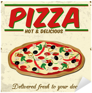 Vinilo Pixerstick La Pizza Cartel De Época Grunge, - Pizza Retro Poster (400x400)
