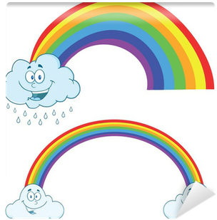Clouds Raining With Rainbow Cartoon Characters - Cloud (400x400)